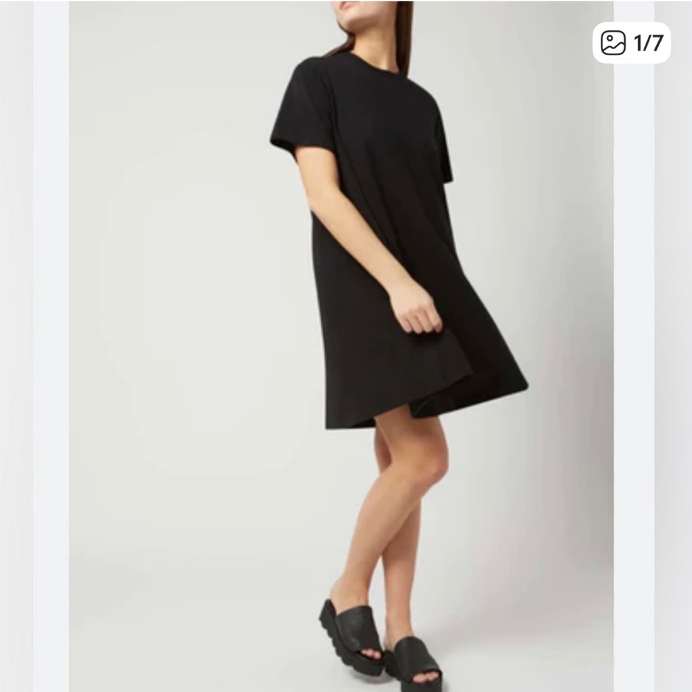 OAK + FORT oversized large black boxy dress pocket short sleeve minimal classic